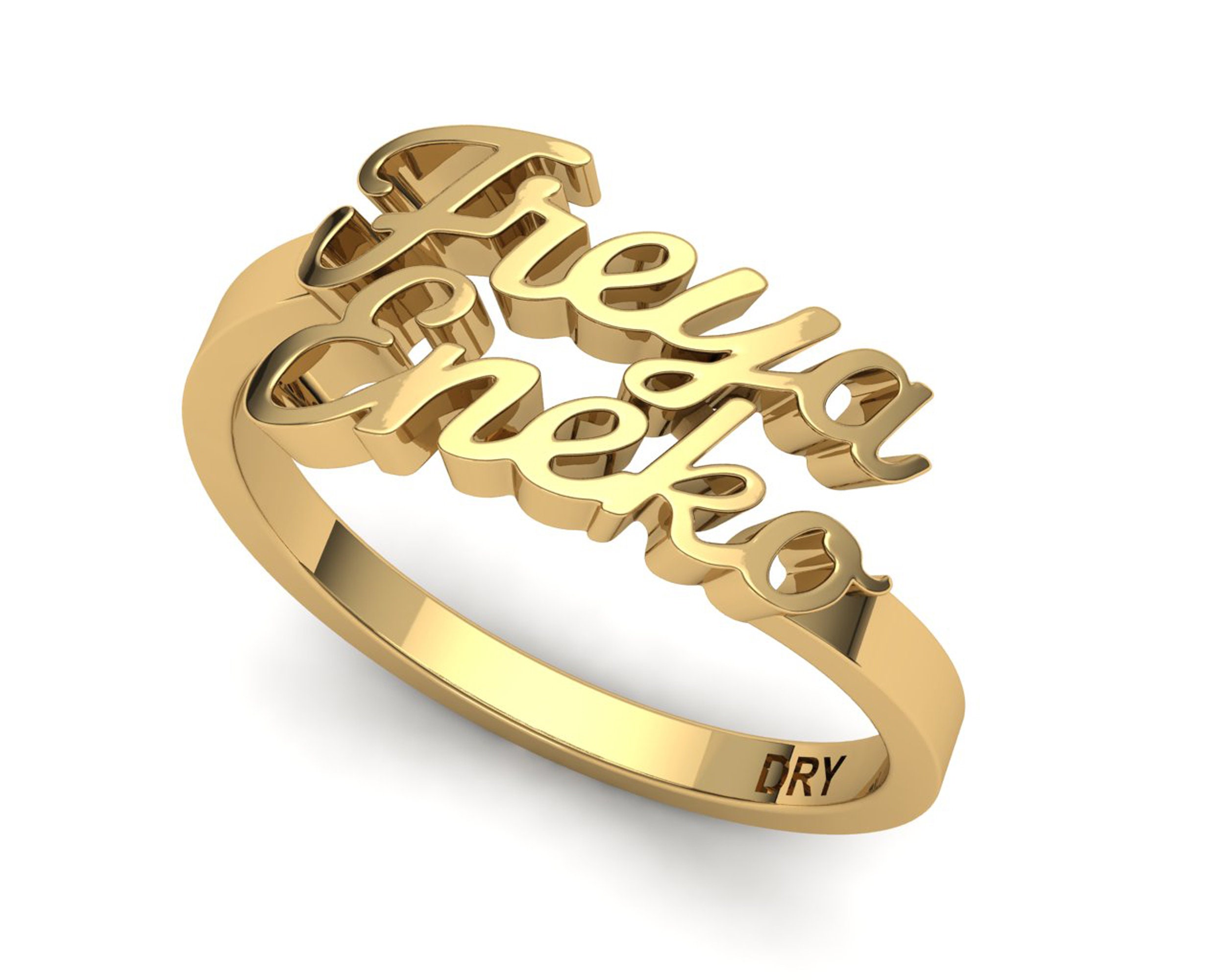 Gold Plated Sterling Silver Script Letters Name Ring with Heart XNR59GP
