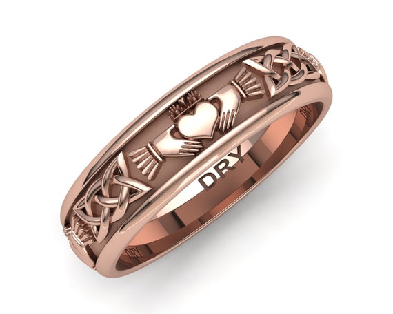 18k Rose Gold Claddagh Ring. Ideal for Gift Engagement Wedding