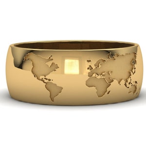 WORLD MAP RING | 18k Gold Globe Ring for Men and Women | Perfect Traveler Gift