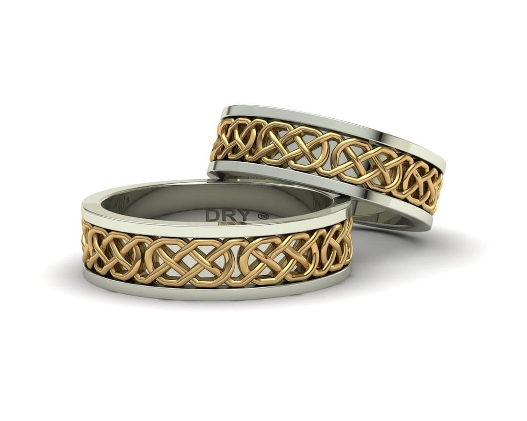 Celtic Knots Rings White and Yellow Gold. Wedding Rings, Engagement ...