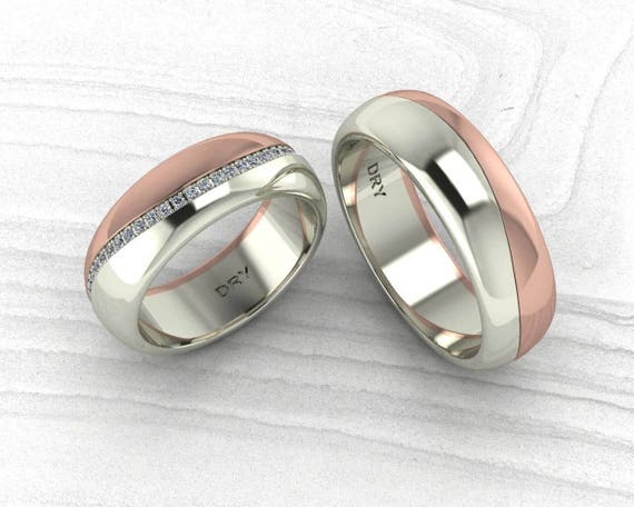 1 Par De Dos Anillos De Boda De Pareja Dorada De 18k De Y De 1 Par De Dos Anillos De Boda De Pareja Dorada De 18k De Y De