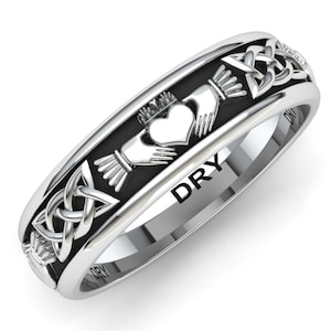 925 SILBER CLADDAGH RING | Keltischer Claddagh-Ring aus gealtertem Silber | Perfekt für Geschenke, Verlobungen, Hochzeiten oder Jubiläen | Kostenloser Versand