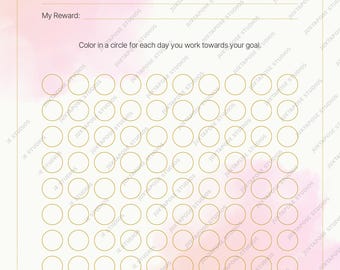 Uitdagingsplanner voor 100 dagen | Afdrukbare pdf-doelentracker | Gewoontetracker | Motivatiedagboekblad