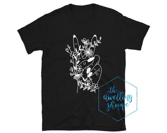 Floral Peace Sign: Adult V-Neck