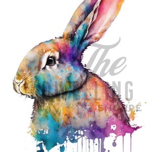 Gorgeous Bright Watercolor Rabbit Print // DIGITAL DOWNLOAD