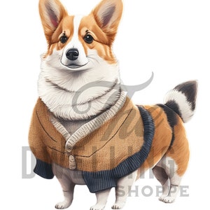 Fembent Corgi i kofta-tryck // DIGITAL NEDLADDNING