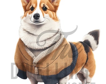 Corgi à cinq pattes dans un imprimé cardigan // TÉLÉCHARGEMENT NUMÉRIQUE