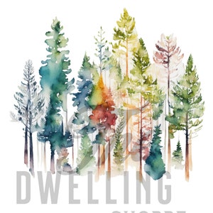 Gorgeous Watercolor Pine Trees Print // DIGITAL DOWNLOAD