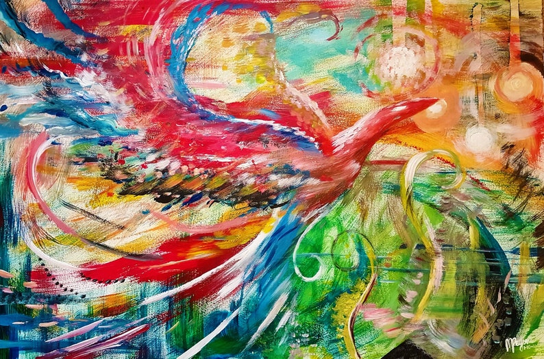 Phoenix art Phoenix Wall art prints Magical Bird abstract Etsy