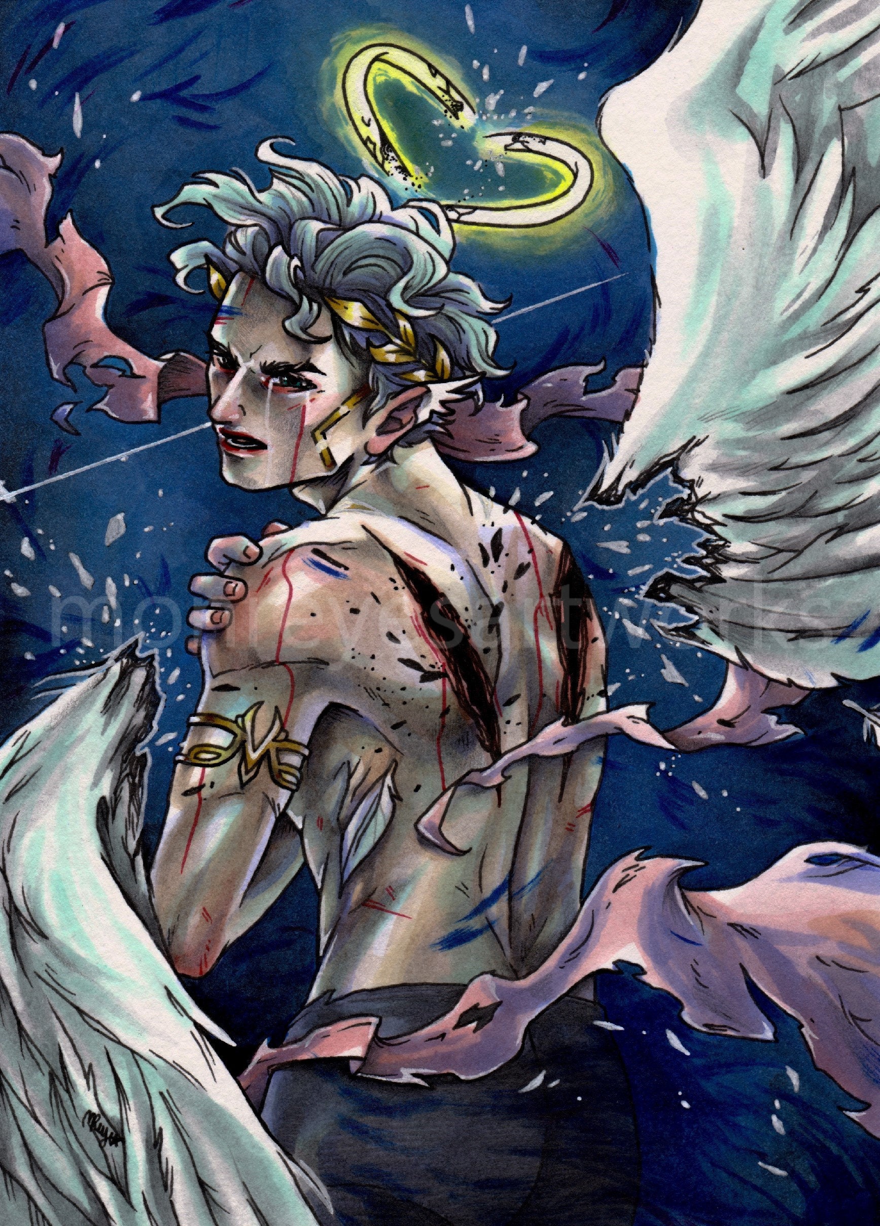 Fallen angel art print Angel art Lucifer Morningstar Satan | Etsy
