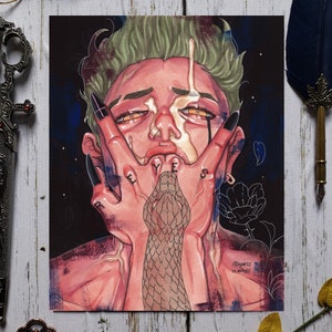 In My Mouth- gag and throat choke original art/art print- Sensual painting