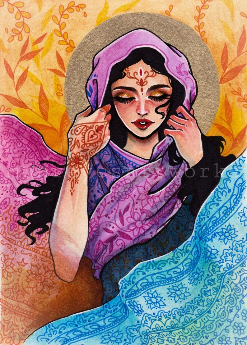 Muslim art Islamic artwork Hijab Veil Beautiful Arab woman | Etsy