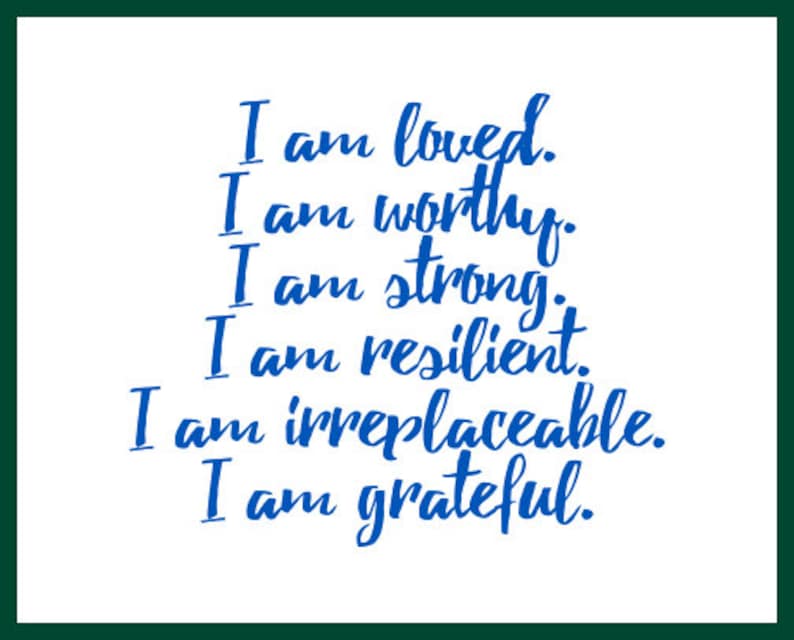 I am LOVED I am WORTHY Strong Resilient IRREPLACEABLE | Etsy