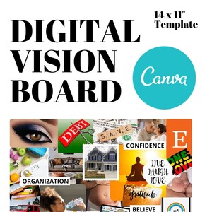 2023 Virtual Vision Board Party Canva Template Goal Setting - Etsy