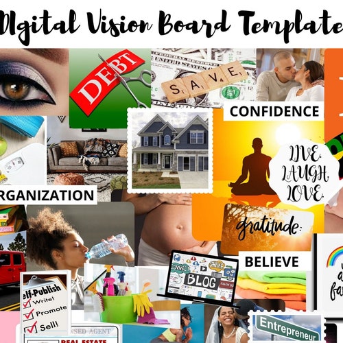 23 Digital Vision Board Template Canva Kit Goal Setting Etsy Canada