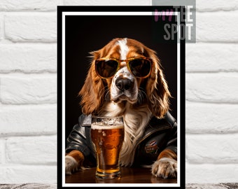 Basset Hound Dog Wall Art Funny Poster, Decor, Animal Drinking Beer, Bar Area Decor, Digital Download Print, Gift, Animal Pet Lover Picture