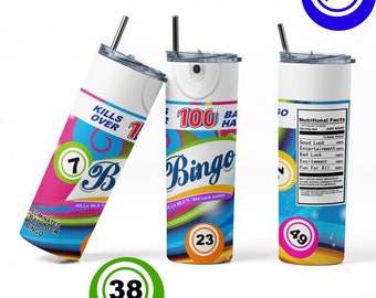 Bingo Tumbler Wrap, 20 oz. Bingo Sublimation PNG Design, Digital Download