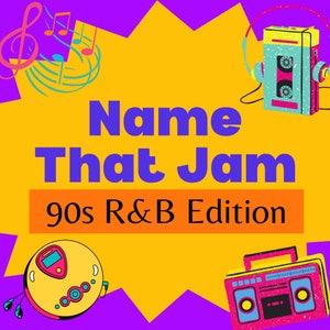 90s R&B Name That Tune Game | Digital PowerPoint Music Quiz, 20 Instrumental Clips, Party Game, Instant Download, Fun Retro Music Game