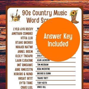 90s Country Music Trivia Games for Rustic Themed Bridal Shower Games ...