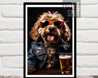 Funny Animal Cockapoo Art, Poster Portrait, Digital Download, Crazy Animal Prints, Home Decor, Crazy Dog Art, Gifts for Cockapoo Mom, Lovers