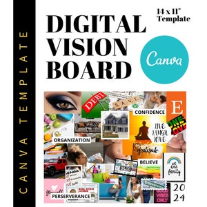 2024 Virtual Vision Board Party Canva Template, Goal Setting, Dream ...