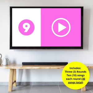 Interactive PowerPoint quiz game with 90s R&B tunes to guess, ideal for virtual or in-person parties.