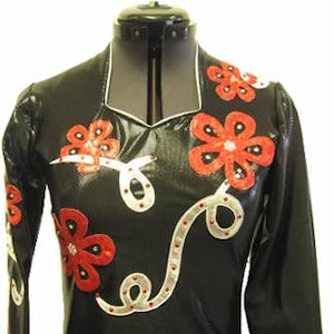 Daisies On Black -- Arena Rodeo Queen Shirt -- Sizes Child 5/6 - Adult XLarge