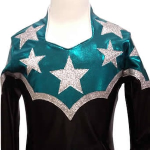 Teal with Stars -- Arena Rodeo Queen Shirt -- Sizes Child 5/6 - Adult XLarge