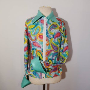 Mint Paisley Zip Front -- Rodeo Queen Arena Shirt - made to order - Available child 5/6 to adult xl