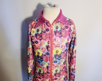 Floral Sparkle Zip Front -- Rodeo Queen Arena Shirt - made to order - Available child 5/6 to adult XL