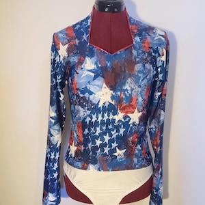 Abstract Flag Sweetheart-- Patriotic Rodeo Queen Shirt -- Size Child 5/6 to Adult XL