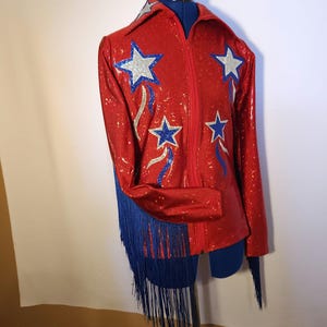 Shooting Stars -- Patriotic Zip Front Rode Queen Shirt -- sizes child 5/6 to adult XL