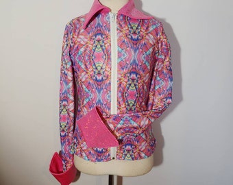 Pink Prism Zip Front -- Rodeo Queen Arena Shirt -- Made to order - Available Child 5/6 to Adult XL