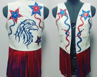 Patriotic Eagle Leather Vest --Size Adult XSmall/Small