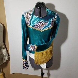 Teal Wave Cheetah -- Rodeo Queen Arena Shirt -- made to order - Available child 5/6 to adult xl
