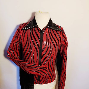 Red Flames with Fringe Rodeo Queen Shirt -- Available Child 5/6-Adult XL