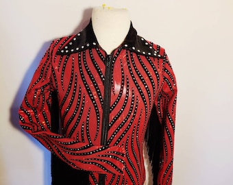 Red Flames with Fringe Rodeo Queen Shirt -- Available Child 5/6-Adult XL