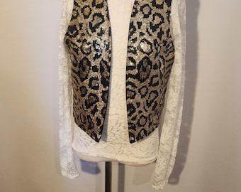 Leopard Sequin Vest - One of a Kind - Size Child 7/8 - vest only