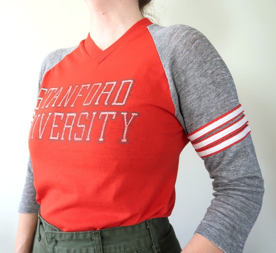 Vtg 80s Thin/Soft Stanford University Raglan T Sh… - image 3