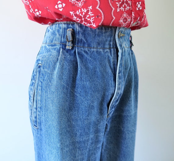 Vintage Loose Fit High Waisted Mom Jeans Red Cuffs - image 4