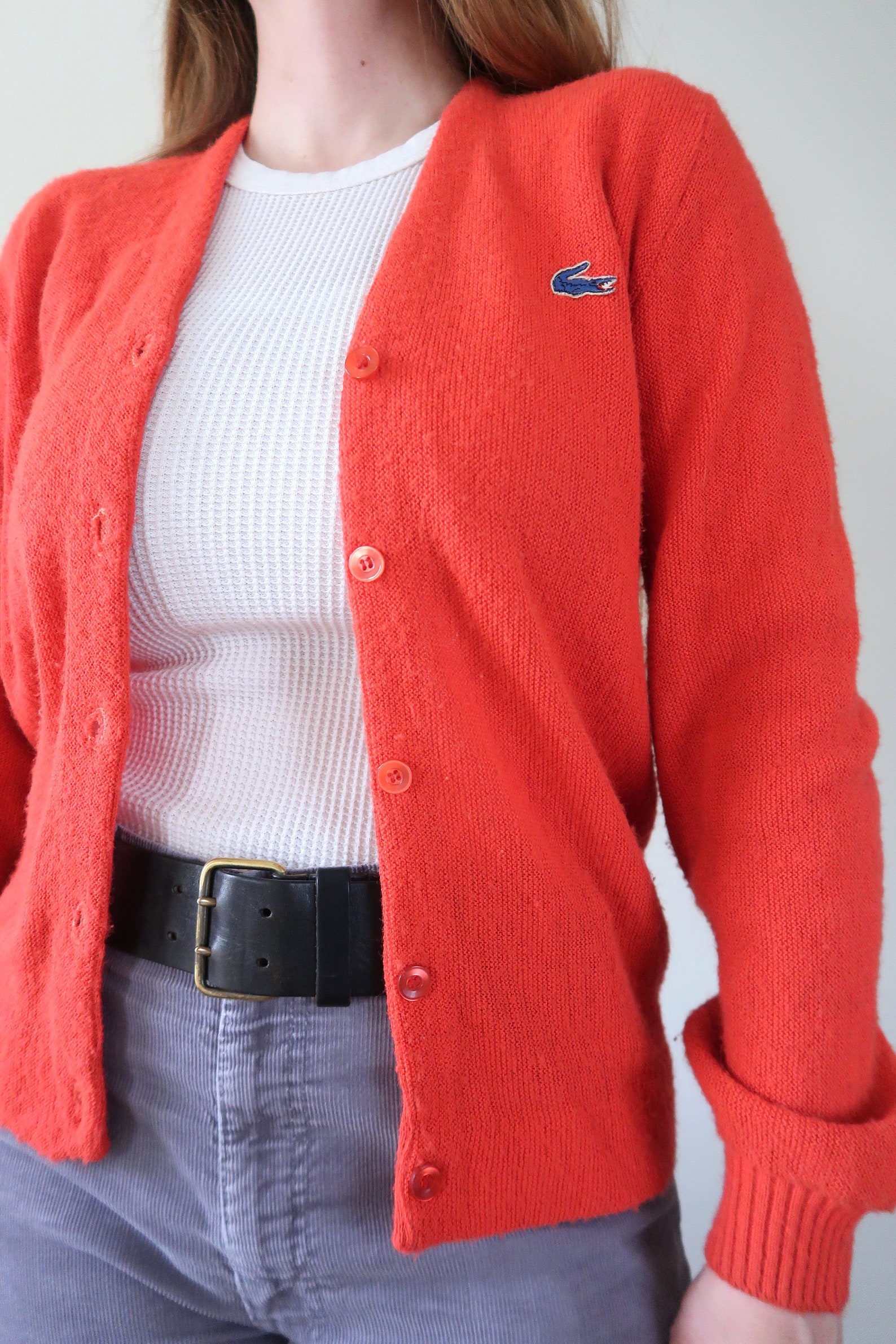 Vintage 80s Lacoste Cardigan Sweater M Etsy