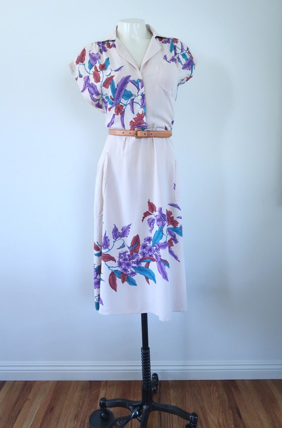 Vintage 80s does 40s Tropical Floral Dress