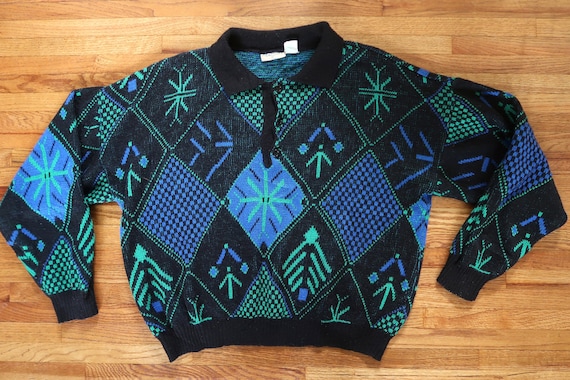Vintage 80s Oversized Geometric Sweater