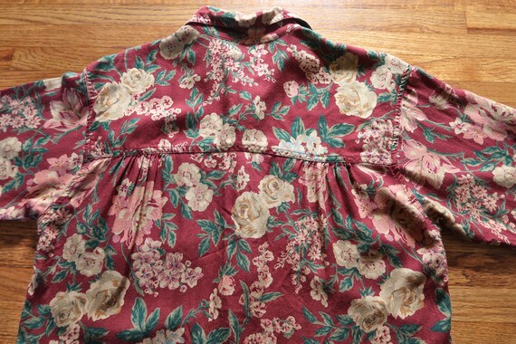 Vintage Renaissance Floral Rayon Blouse SM 90s - image 8