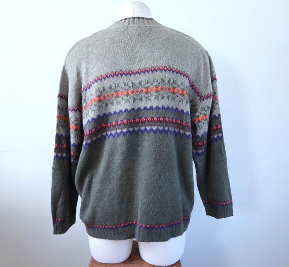 Oversized 90s Grunge Sweater Olive Green Colorblo… - image 5