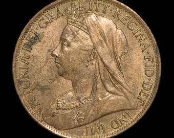 古いイギリスのペニー硬貨 - 1860～1901年 イギリス 1ペニー硬貨