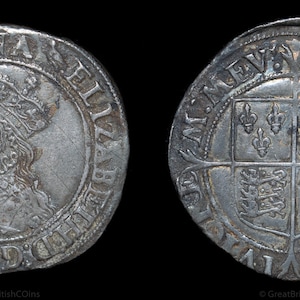 Genuine Tudor 1560 - 1561 Elizabeth I Antique Silver Shilling, Great British Coins, Elizabethan