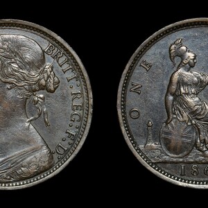 Queen Victoria Large Bronze One Penny 1862, Great British Coins, Victorian Coin, Antique Coin