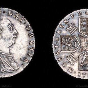 Antique Silver Sixpence Coin Genuine Old English George III 1787, British, Georgian
