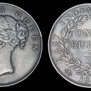 Queen Victoria Silver Indian Rupee Antique Coin 1840, British Coins, Victorian